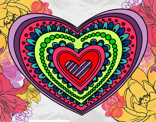 Dibujo Mandala corazón pintado por Mariass
