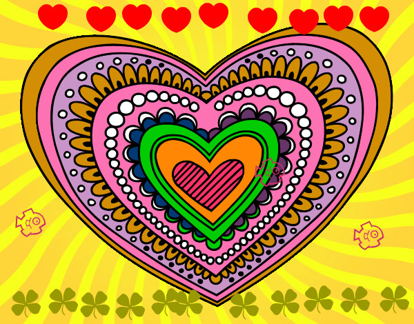 Dibujo Mandala corazón pintado por mialonso