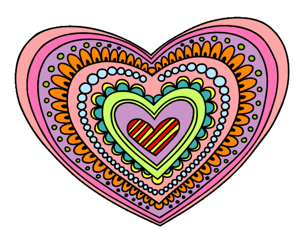 Dibujo Mandala corazón pintado por Rosemery