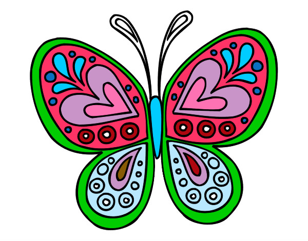 Dibujo Mandala mariposa pintado por amayi