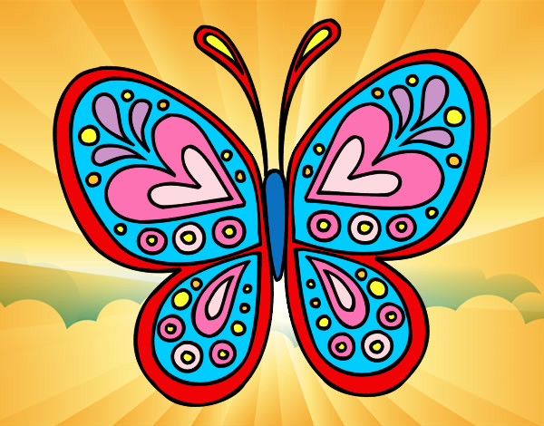 Dibujo Mandala mariposa pintado por maravilla