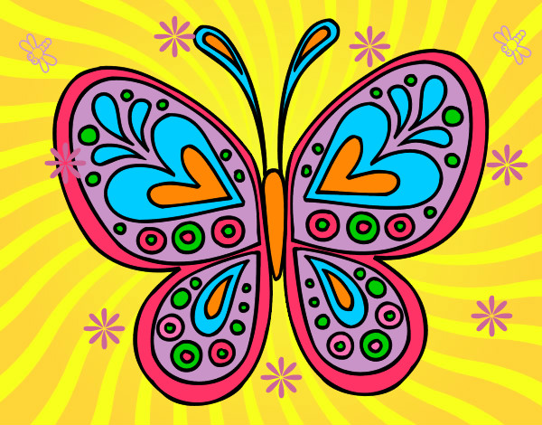 Dibujo Mandala mariposa pintado por mialonso