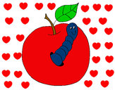 Dibujo Manzana con gusano pintado por SADYS