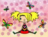 Dibujo Niña con mariposas pintado por floridolli