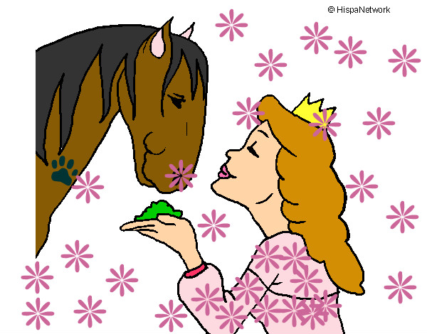 princesa dando comer a caballo