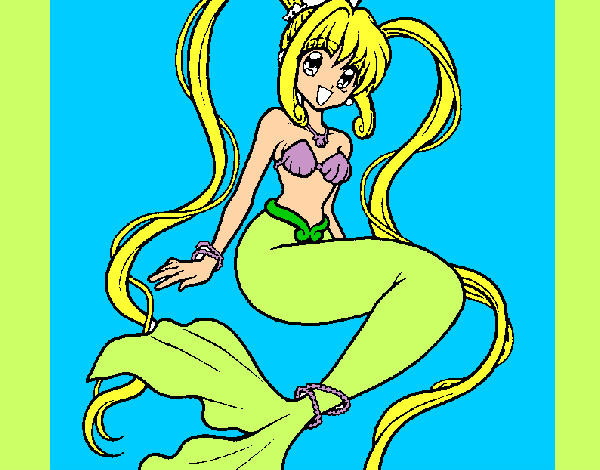 Dibujo Sirena con perlas pintado por piaopazo