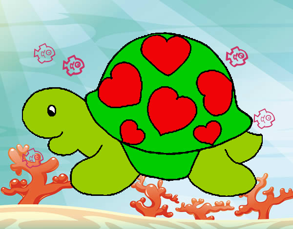 Dibujo Tortuga con corazones pintado por hocel