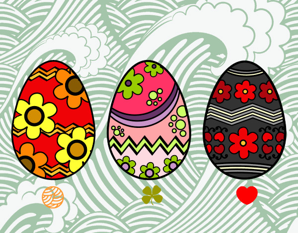 Dibujo Tres huevos de pascua pintado por Veri Veri