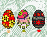 Dibujo Tres huevos de pascua pintado por Veri Veri