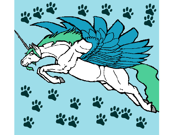 Dibujo Unicornio alado pintado por evarista