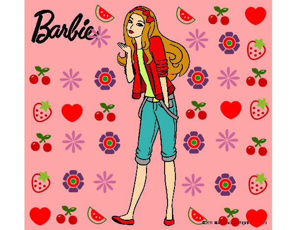 Dibujo Barbie con look casual pintado por Veri Veri