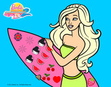 Dibujo Barbie va a surfear pintado por gifer