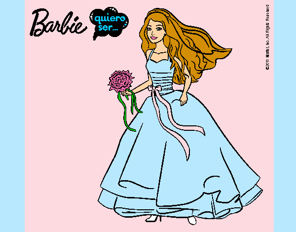 Dibujo Barbie vestida de novia pintado por babykaly06