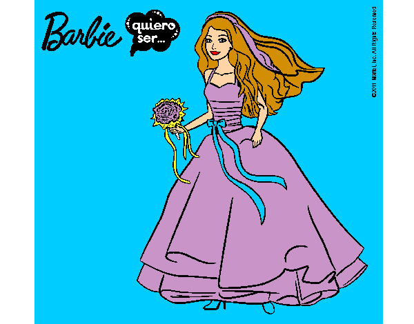 Dibujo Barbie vestida de novia pintado por marta13579