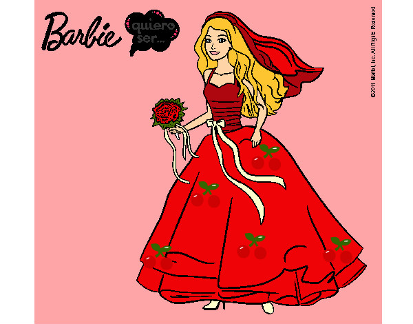 Dibujo Barbie vestida de novia pintado por Veri Veri