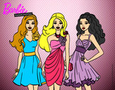 Dibujo Barbie y sus amigas vestidas de fiesta pintado por dafnesita