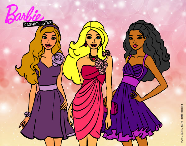 Dibujo Barbie y sus amigas vestidas de fiesta pintado por eduardo9