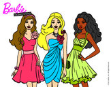 Dibujo Barbie y sus amigas vestidas de fiesta pintado por JULICARL