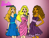 Dibujo Barbie y sus amigas vestidas de fiesta pintado por Luciapm22