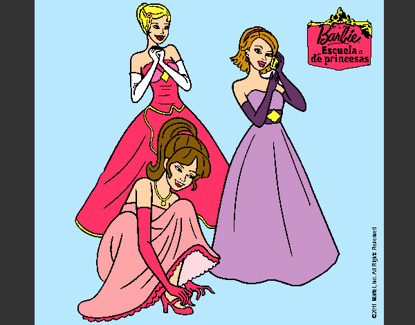 Dibujo Barbie y sus amigas vestidas de gala pintado por eduardo9