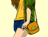 Dibujo Chica con bolso pintado por Delfi2012
