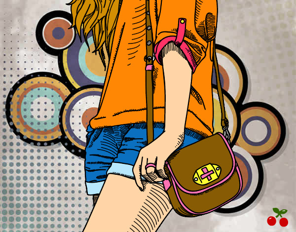 Dibujo Chica con bolso pintado por eduardo9