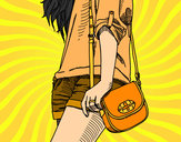 Dibujo Chica con bolso pintado por jeki