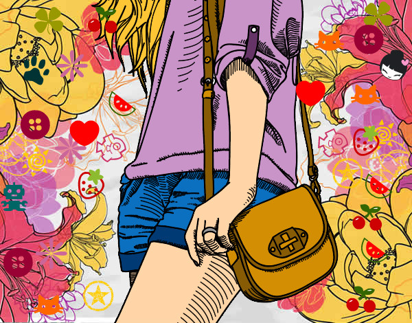 Dibujo Chica con bolso pintado por klara14