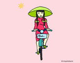 Dibujo China en bicicleta pintado por Veri Veri
