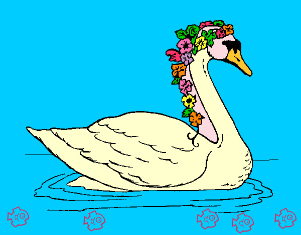 cisne con flores