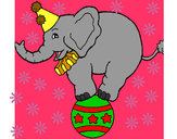 Dibujo Elefante encima de una pelota pintado por rubymon200