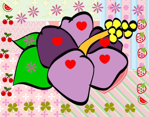 Dibujo Flor de lagunaria pintado por marta3333