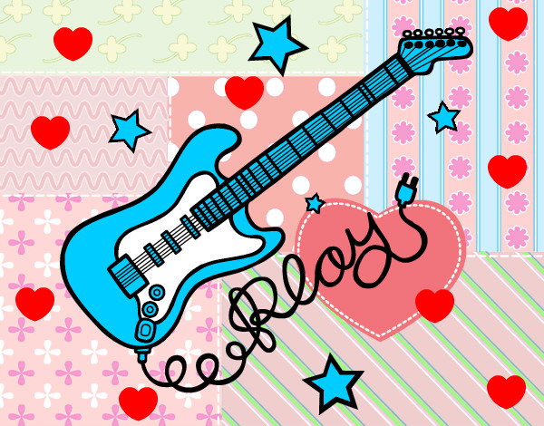 Dibujo Guitarra y estrellas pintado por Neko16