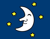 Dibujo Luna con estrellas pintado por hernande