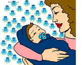 Dibujo Madre con su bebe II pintado por Delfi2012