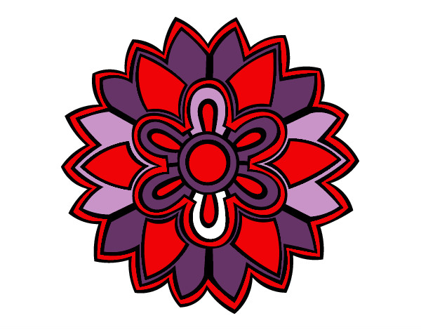 Dibujo Mándala con forma de flor weiss pintado por nuria2000