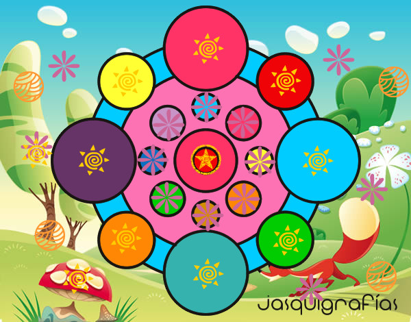 Dibujo Mandala con redondas pintado por martinalih