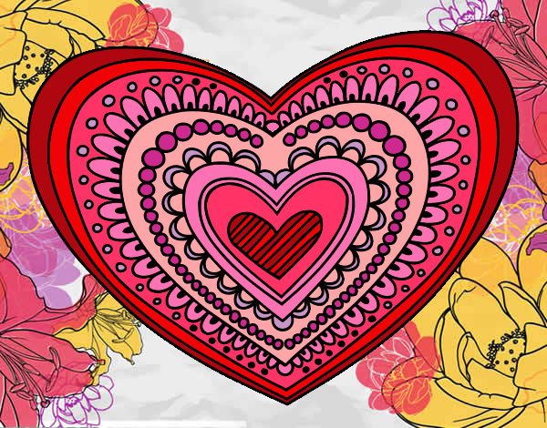 Dibujo Mandala corazón pintado por JULICARL