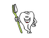 Dibujo Muela y cepillo de dientes 1 pintado por Karikike