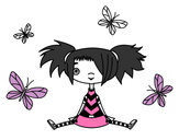 Dibujo Niña con mariposas pintado por emelyyari