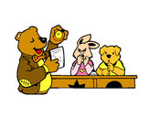Dibujo Profesor oso y sus alumnos pintado por itzia-gpe