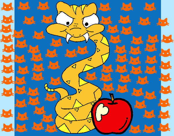 Dibujo Serpiente y manzana pintado por yellow