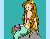 Dibujo Sirena con caracola pintado por victoria87