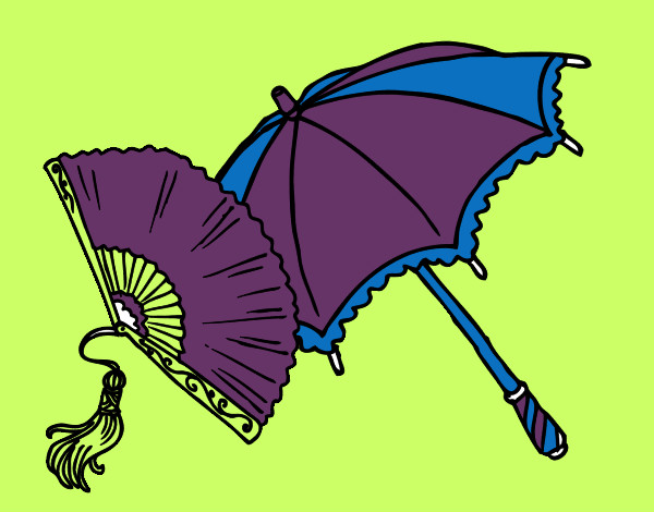 Dibujo Abanico y paraguas pintado por krisby