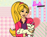 Dibujo Barbie con su linda gatita pintado por Super-Girl