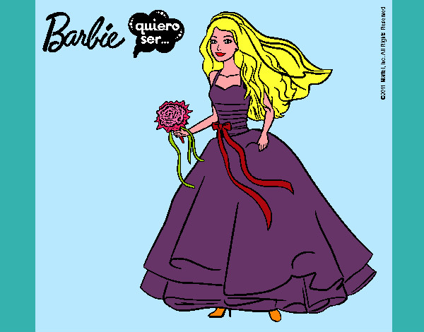 Dibujo Barbie vestida de novia pintado por elalucila