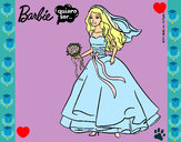 Dibujo Barbie vestida de novia pintado por nataliaTV