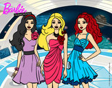 Dibujo Barbie y sus amigas vestidas de fiesta pintado por shoma