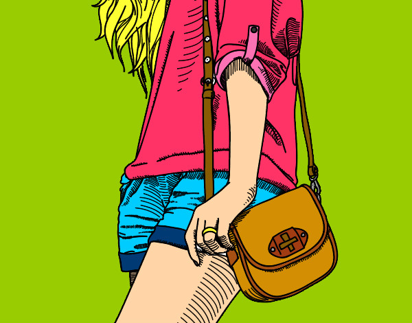 Dibujo Chica con bolso pintado por Gemilla123