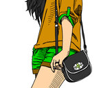 Dibujo Chica con bolso pintado por juliaarrua